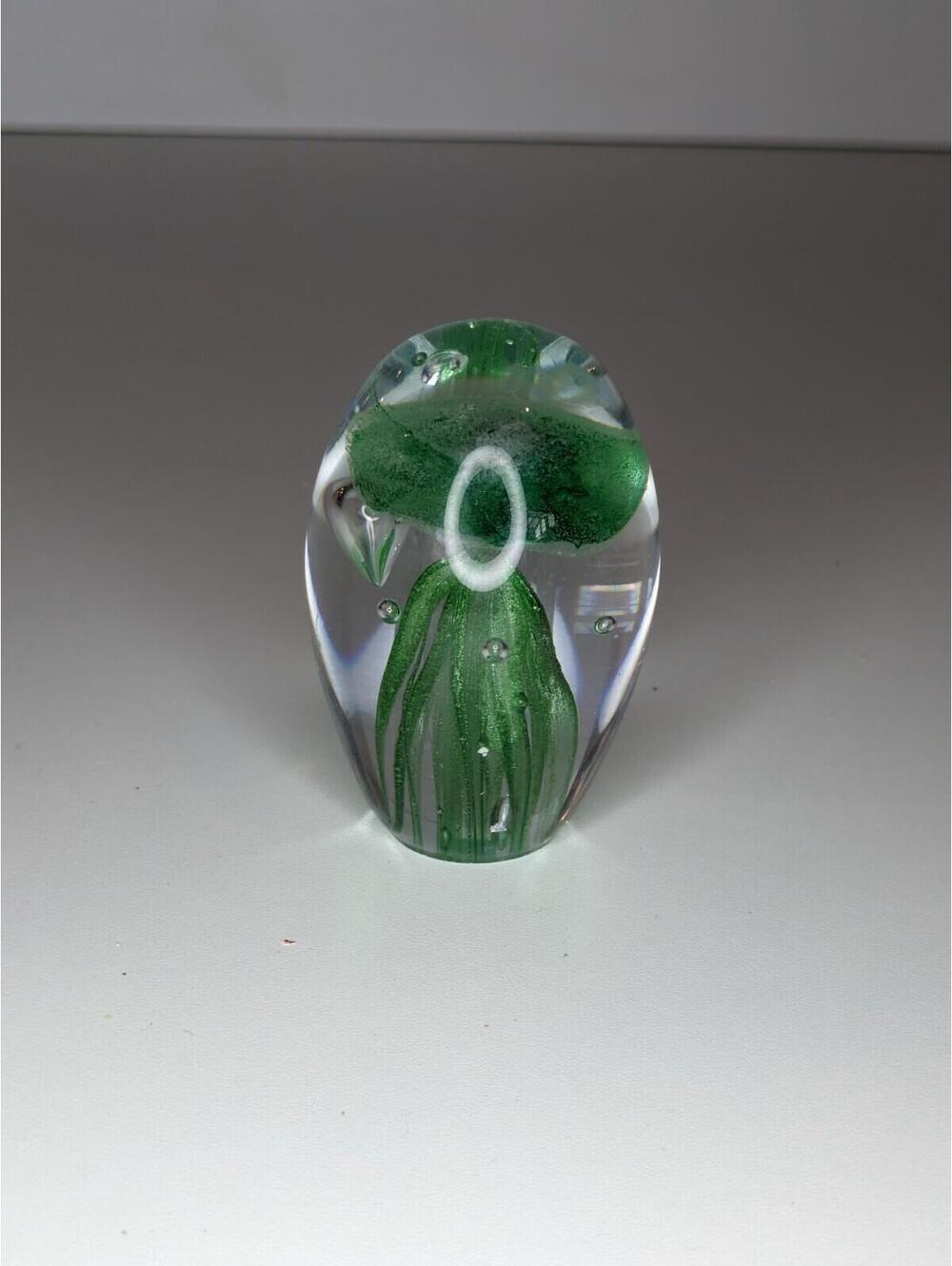 Art Glass Hand Blown Glass Green Jellyfish Paperweight - Picture 1 of 5